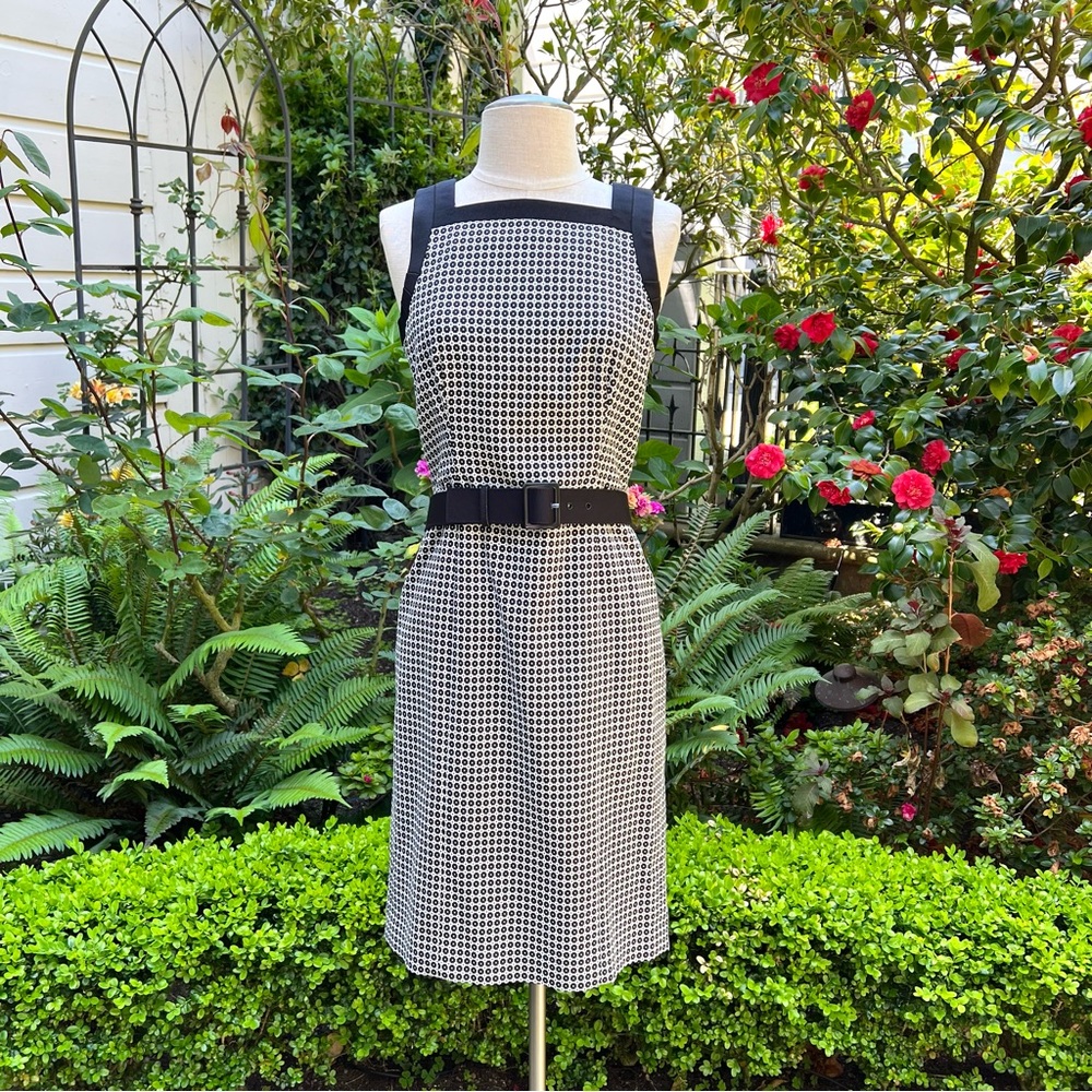 NWOT Worth Black & White Graphic Jacquard Square Neck Sheath Sz 2